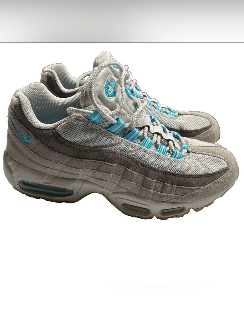 2011 Rare Nike Air Max 95 Shoe Size 7.5 Men’s Neutral Grey Chlorine Blue Sneaker